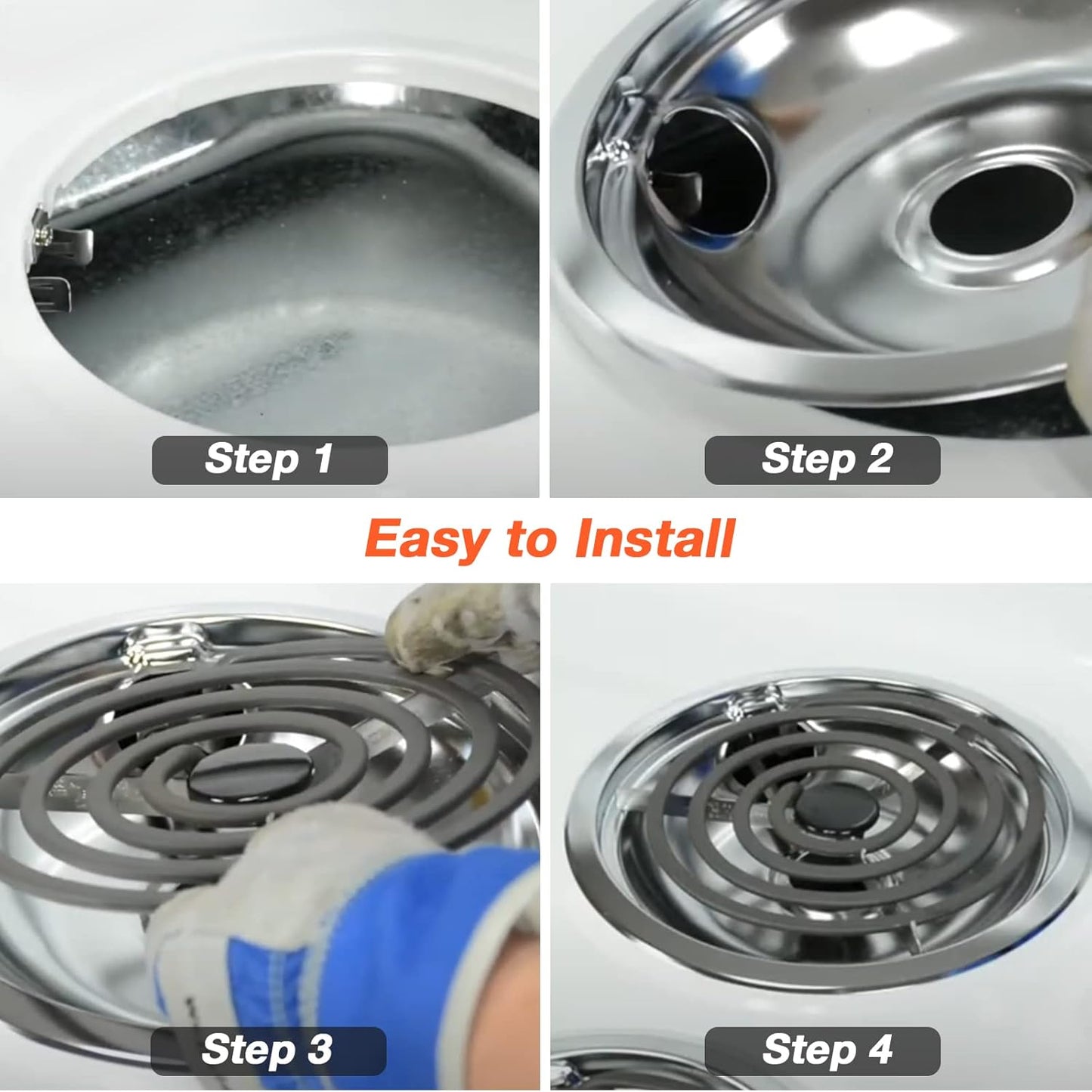 Chrome Drip Pans - Compatible for Whirlpool Electric Range Burner 6-Inch Electric Stove Drip Pans