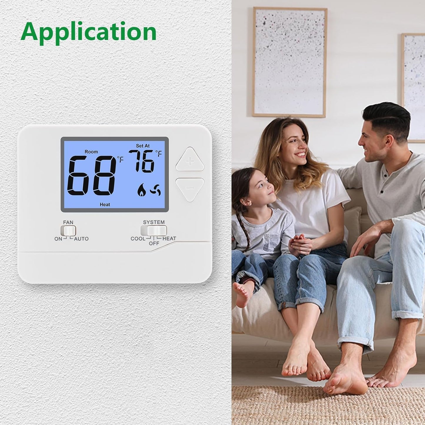 Non-Programmable Digital Thermostat for Home, up to 1 Heat/1 Cool with Large LCD Display, Compatible with Single Stage Electrical and Gas/Oil System, White