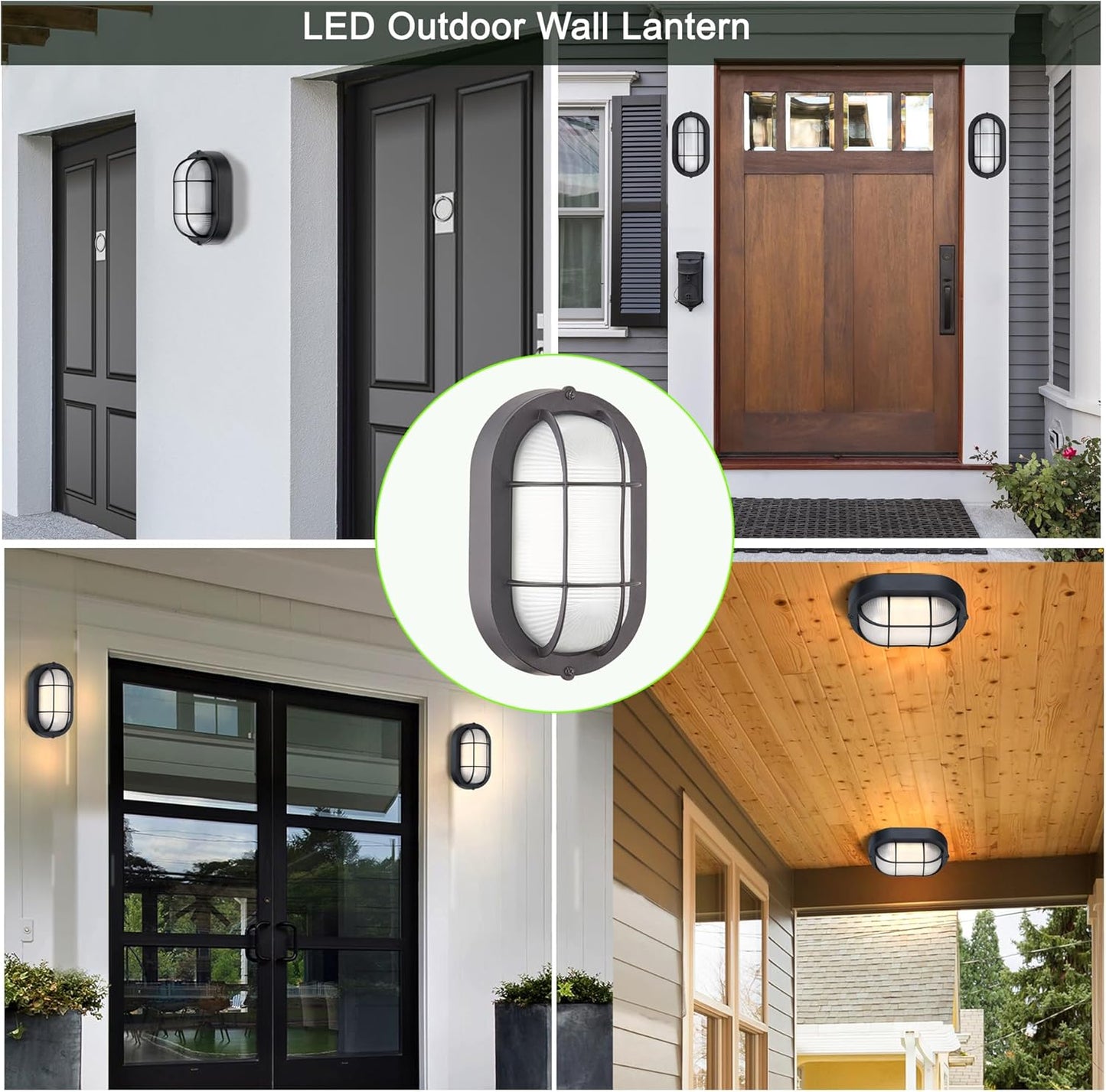 LED Bulkhead Light, Flush Mount for Wall or Ceiling, 6W, 600 Lumen, Dimmable 5000K Daylight White, Water-Proof for Outdoor, Black Finish 1-Pack