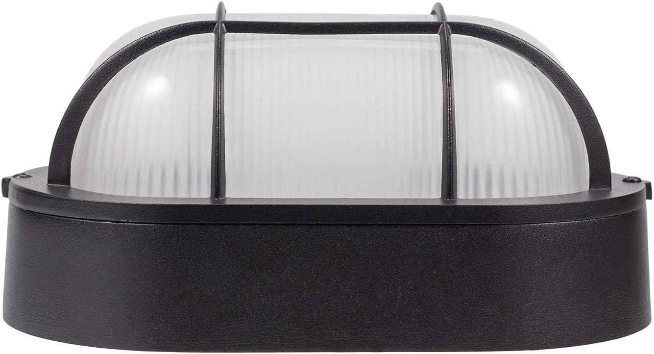 LED Bulkhead Light, Flush Mount for Wall or Ceiling, 6W, 600 Lumen, Dimmable 5000K Daylight White, Water-Proof for Outdoor, Black Finish 1-Pack