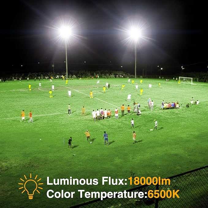 200W LED Flood Lights Outdoor, 18000LM Bright Security Light, IP66 Waterproof Outdoor LED Lights, 6500K Daylight White Floodlight for Garage, Yard, Garden, Stadium, Playground, Arena